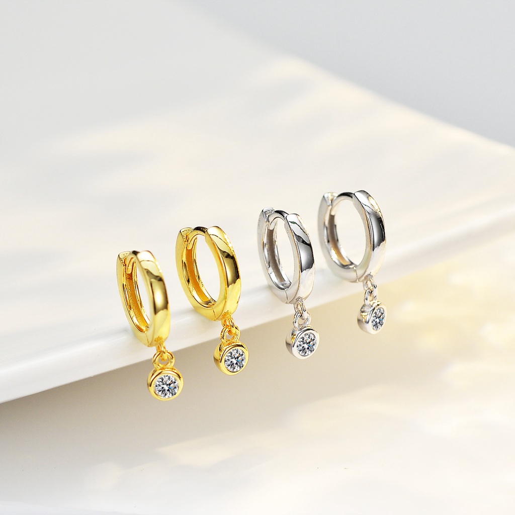 Real Moissanite ต่างหูระย้า ชุบทองคําขาว 925 ทรงกลม 0.1ct แนววินเทจ หรูหรา พร้อมรับรอง GRA