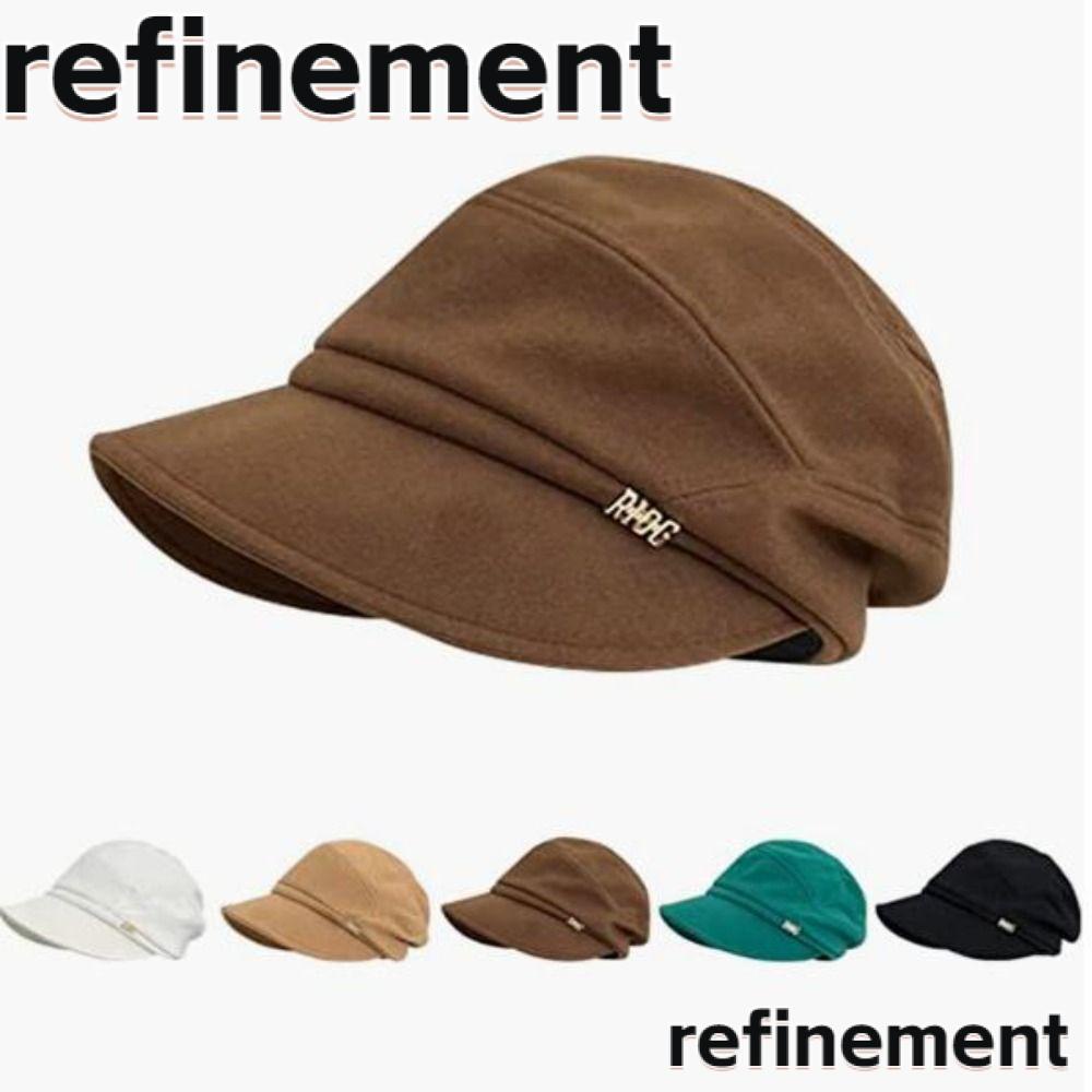 Refinement หมวกเบเร่ต์ สีพื้น แฟชั่นฤดูใบไม้ร่วง ฤดูหนาว สําหรับผู้หญิง