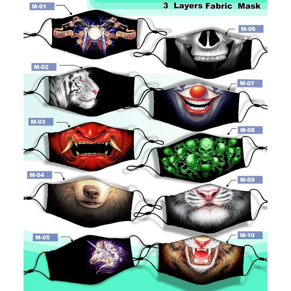 Rock Chang Mask หน้ากากอนามัย ร็อคช้าง หน้ากากผ้า ลายสกรีนเรืองแสง HD Fabric 3D Mask Glow in the dark