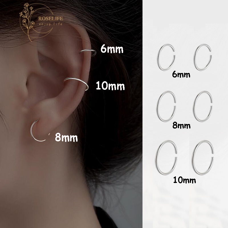 Roselife ต่างหูห่วง สเตนเลส ป้องกันการแพ้ แฟชั่น สไตล์พังก์ 1 คู่