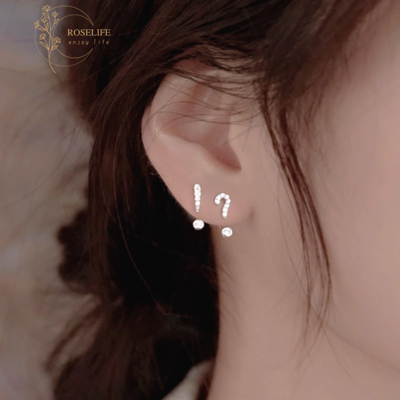 Roselife ต่างหูเม็ดเดี่ยว เงิน S925 ประดับคริสตัล เครื่องประดับ สําหรับผู้หญิง งานหมั้น