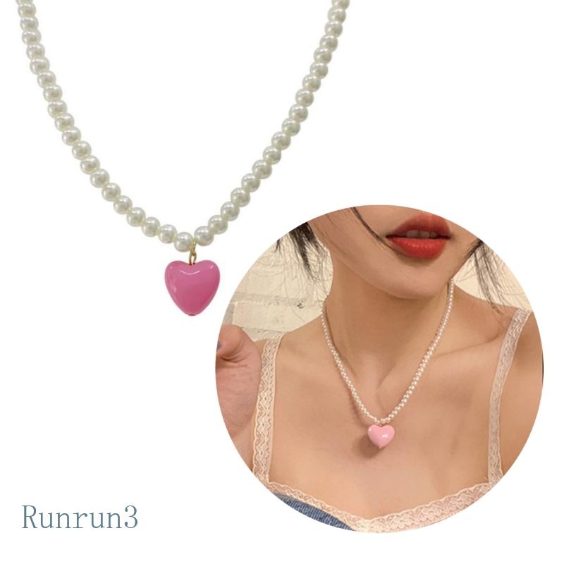 Runny สร้อยคอโชคเกอร์ สายโซ่ จี้รูปหัวใจ ประดับไข่มุก หรูหรา แฟชั่นสําหรับผู้หญิง