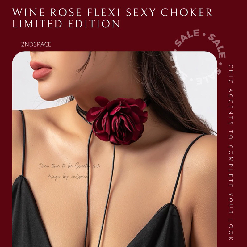 SALE โช้กเกอร์ดอกไม้แบบผูกเองได้ตามใจสไตล์Sexy Flexi Rose Basic Choker พร้อมส่งนะค้า
