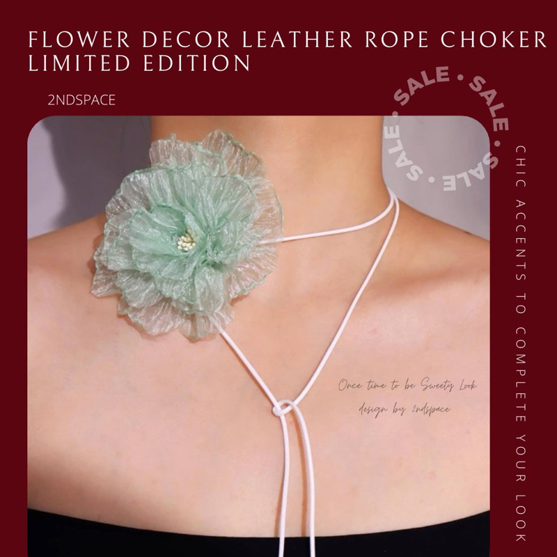 SALE โช้กเกอร์ดอกไม้แบบเชือกรุ่นใหม่ ผูกได้หลายแบบ ✨Flower Decor Flexi Rope Choker  ✨สินค้าพร้อมส่งค่า