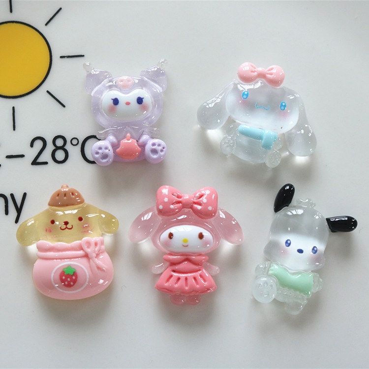 SANRIO จี้เรซิ่นใส รูปซานริโอ้ สําหรับทําเครื่องประดับ DIY 10 ชิ้น