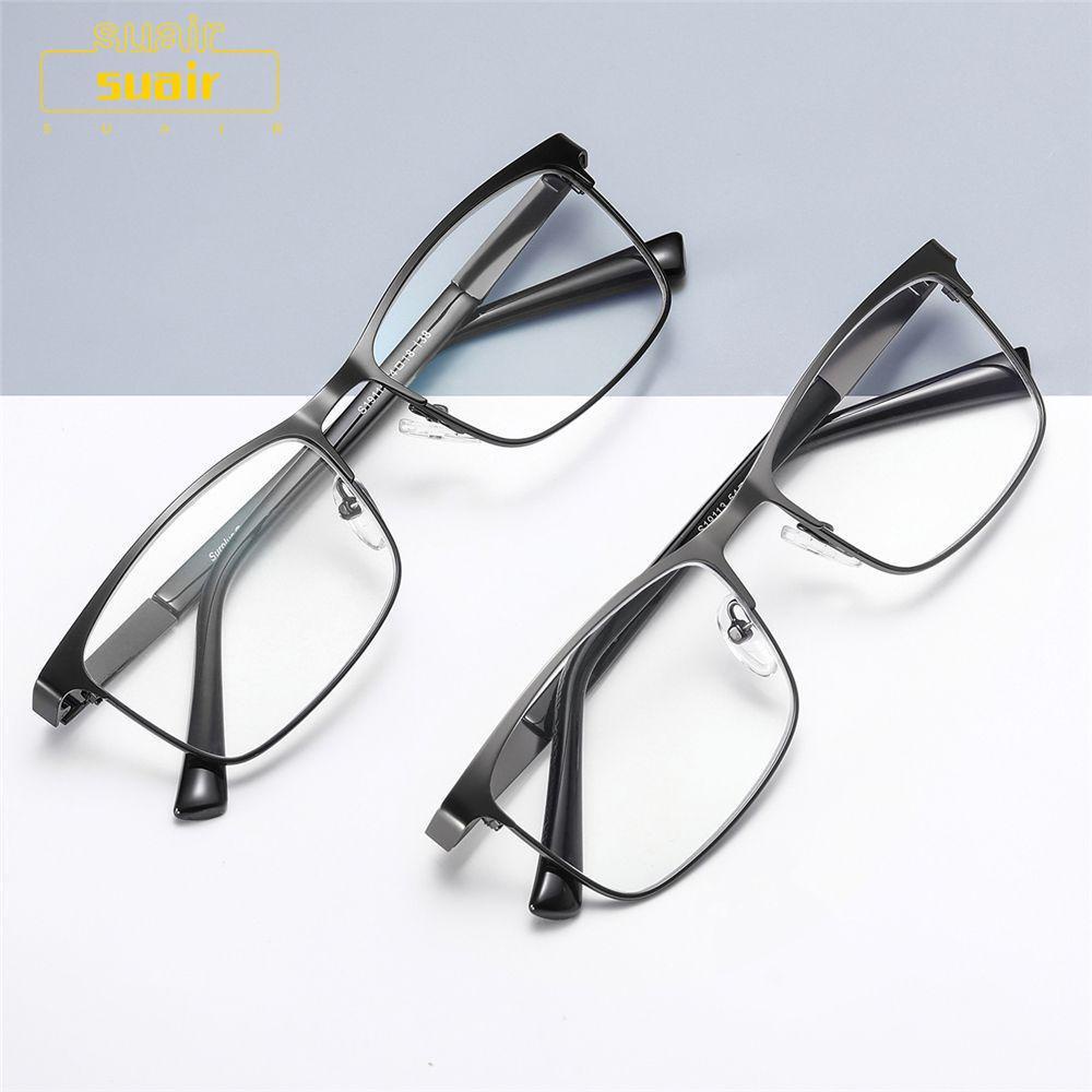 SUBEI +1.0~+4.0 Anti Blue Light Rectangle Readers Glasses Reading Glasses for Men & Women Reading Stainless Steel Ultra-light Eyeglasses Business Men