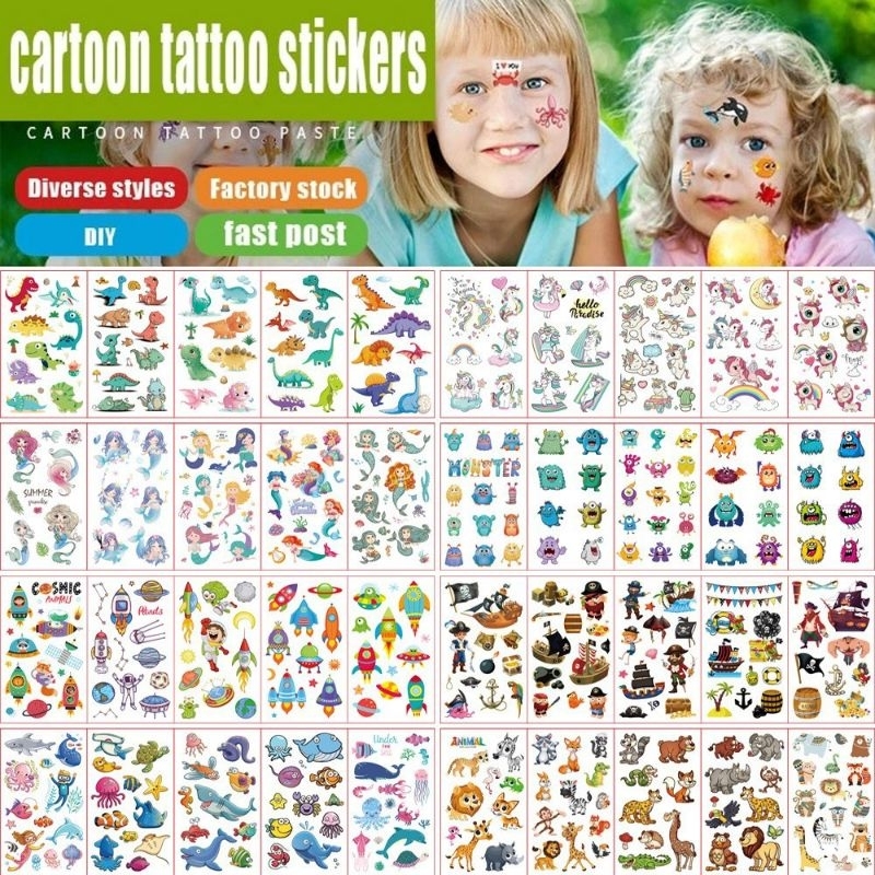 Sale พร้อมส่ง ราคาต่อ  1 เซต   Dinosaur Tattoo Animal Vehical ไดโนเสาร์ สัตว์ รถ พาหนะ แทททู