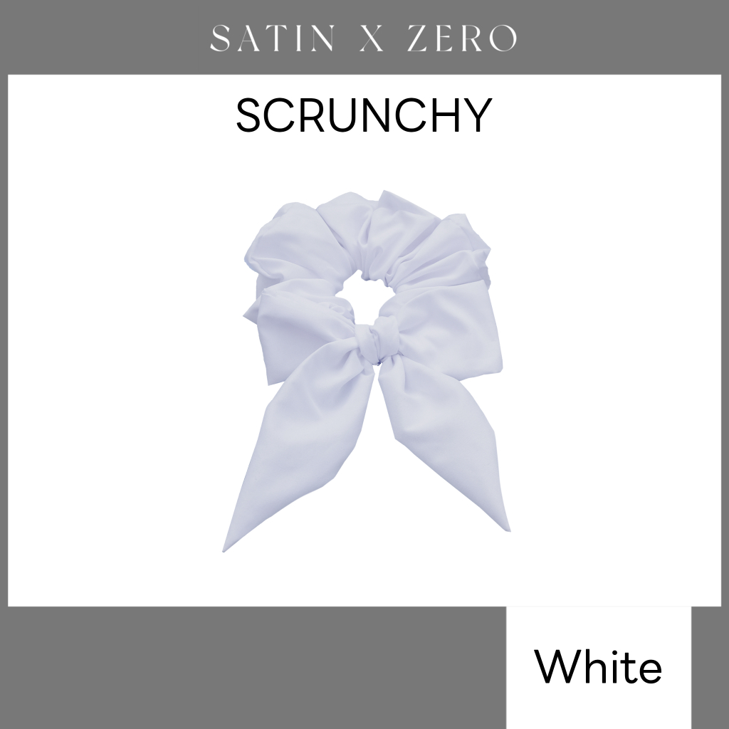 SatinxZero SCRUNCHY ยางรัดผมพร้อมโบว์ผูก (White)