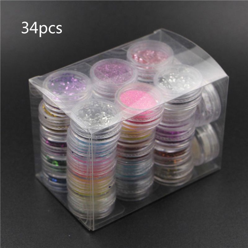 Siy ผงกลิตเตอร์เรซิ่น สําหรับตกแต่งเล็บ 34 สี
