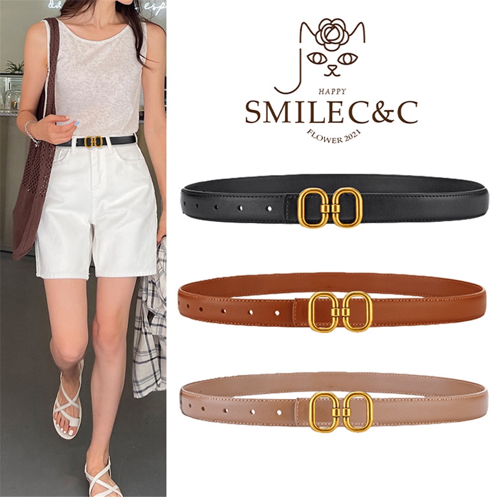 SmileFairyCC 【COD & พร้อมส่ง】 เข็มขัดหนังนิ่ม คุณภาพสูง สไตล์เกาหลี สําหรับผู้หญิง