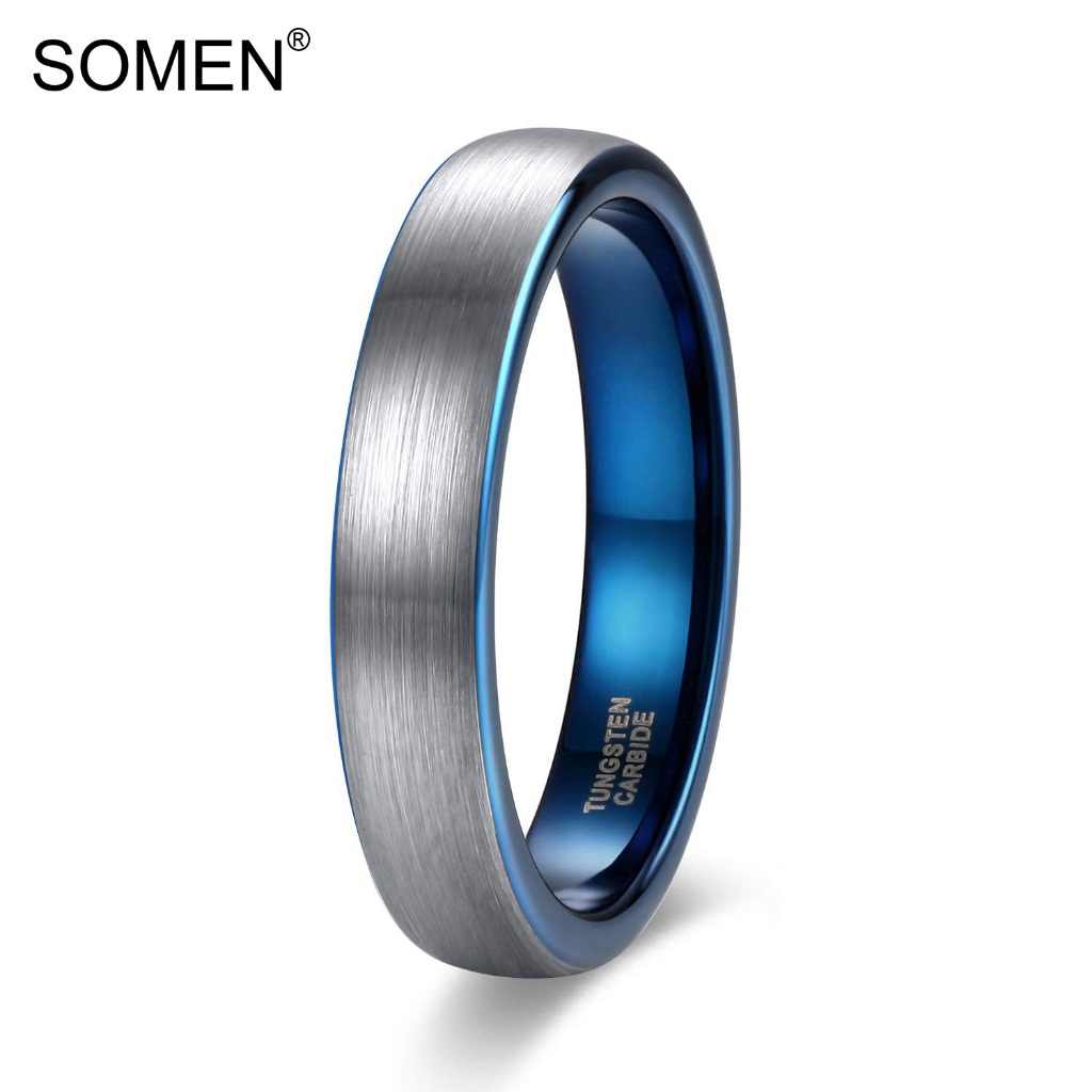 Somen แหวนทังสเตน 4 มม. สําหรับผู้ชาย ผู้หญิง ไซซ์ 4-13