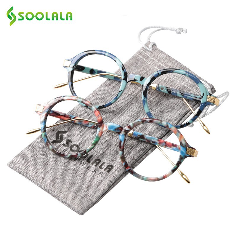 Soolala TR90 แว่นตาอ่านหนังสือ เลนส์ใส ทรงกลม สําหรับผู้หญิง ผู้ชาย ราคาถูก