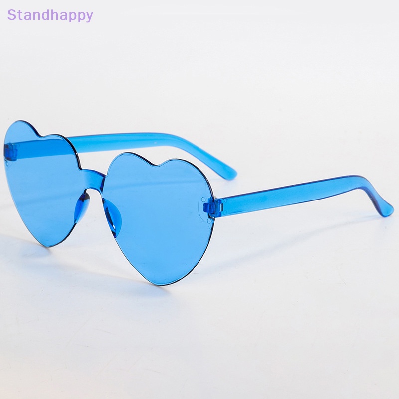 Standhappy แว่นตากันแดด โพลาไรซ์ รูปหัวใจ ไม่มีขอบ UV400 สี สไตล์วินเทจ สําหรับผู้หญิง 2024