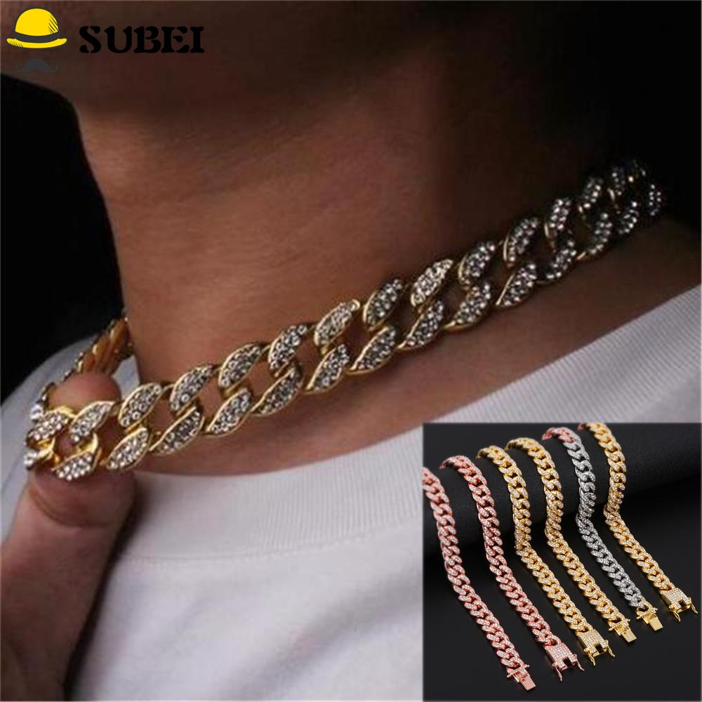 Subei สร้อยคอประดับเพชรเทียมสไตล์ฮิปฮอป 12 มม . สําหรับผู้หญิงและผู้ชาย
