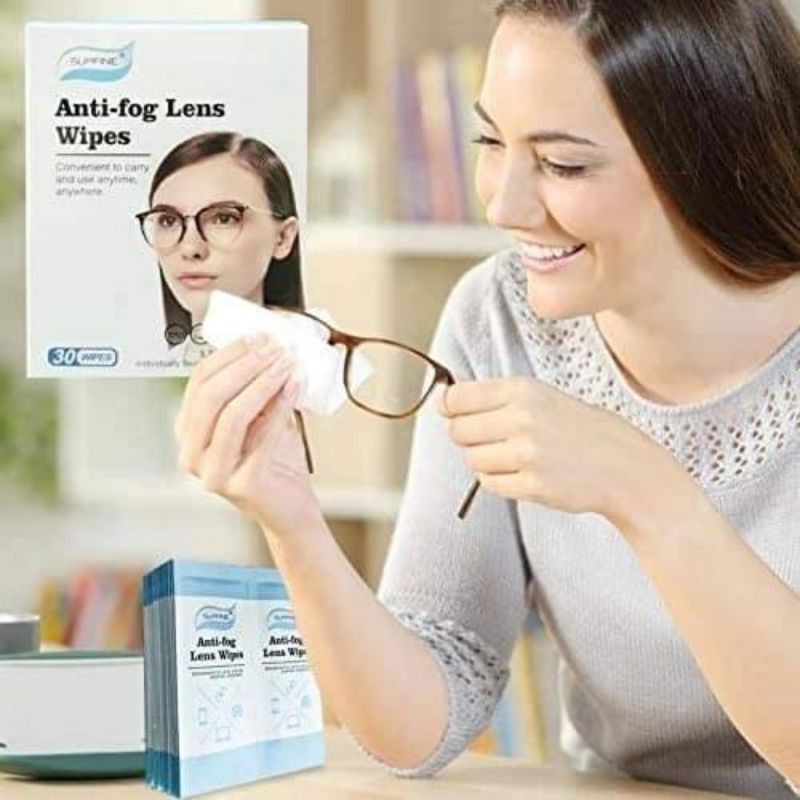 Supfine Anti fog lens Wipes ทิชชู่เช็ดแว่นกันละอองฝ้าที่เลนส์ แถม 2 แผ่น
