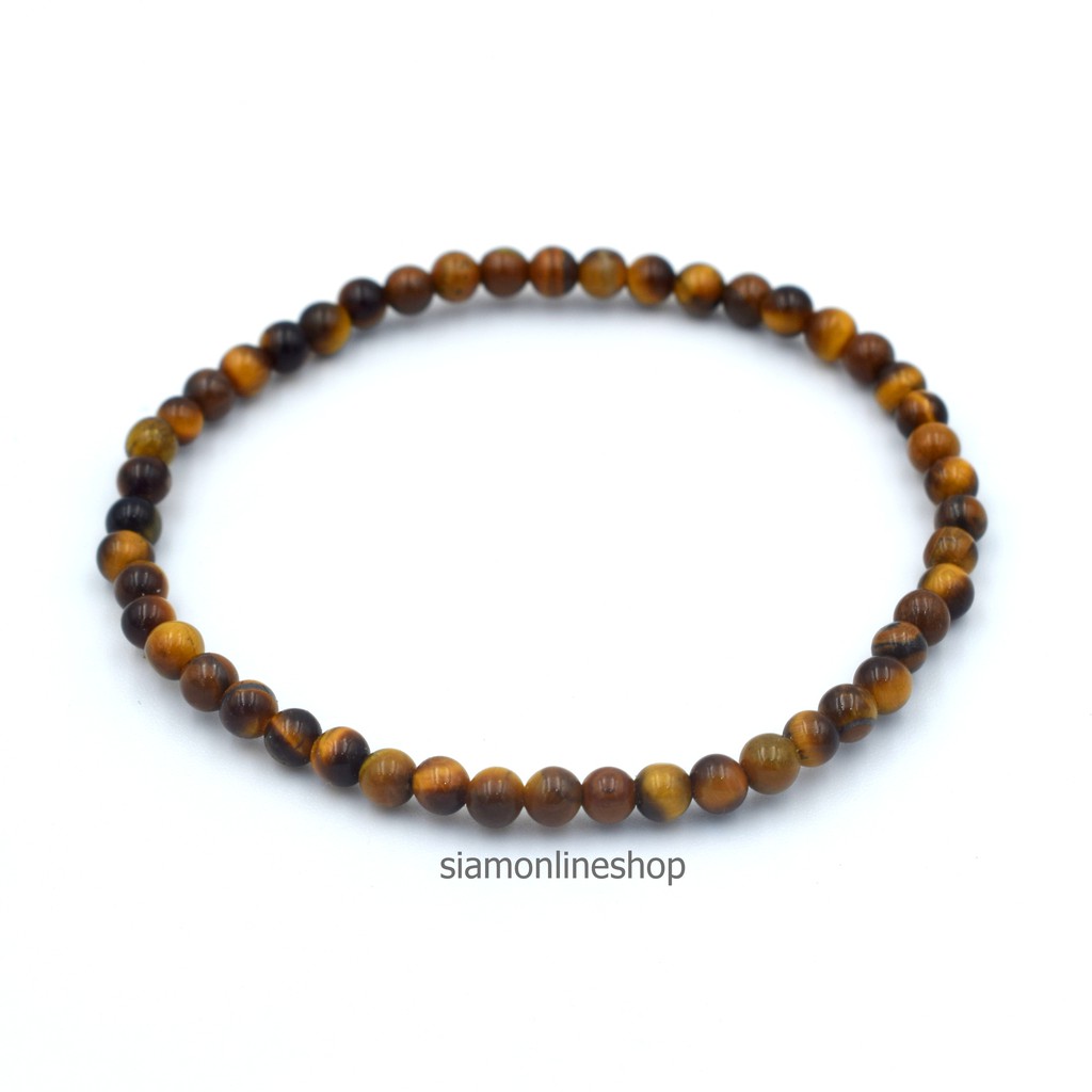 TIGEREYE หินไทเกอร์อาย พลอยตาเสือ ขนาด 4 มม. สร้อยข้อมือหินแท้ by siamonlineshop