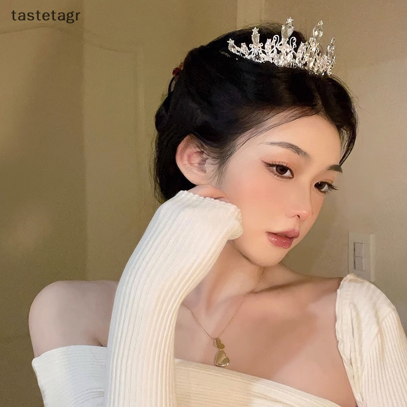 Tast มงกุฎคาดผม ประดับคริสตัล พลอยเทียม สีเงิน สไตล์เกาหลี แฟชั่นสําหรับผู้หญิง 2023