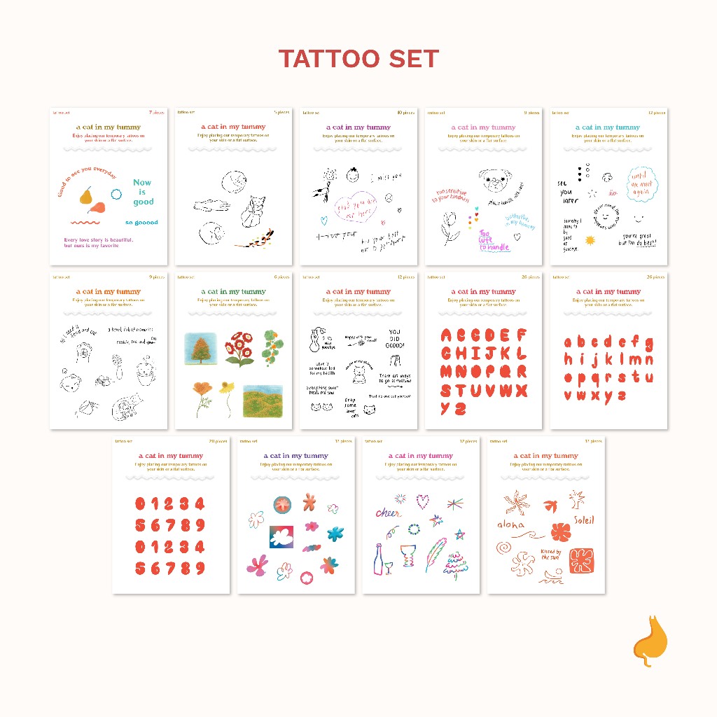 Tattoo Set สติ๊กเกอร์แทททู ซ้อมก่อนสักจริง  | a cat in my tummy