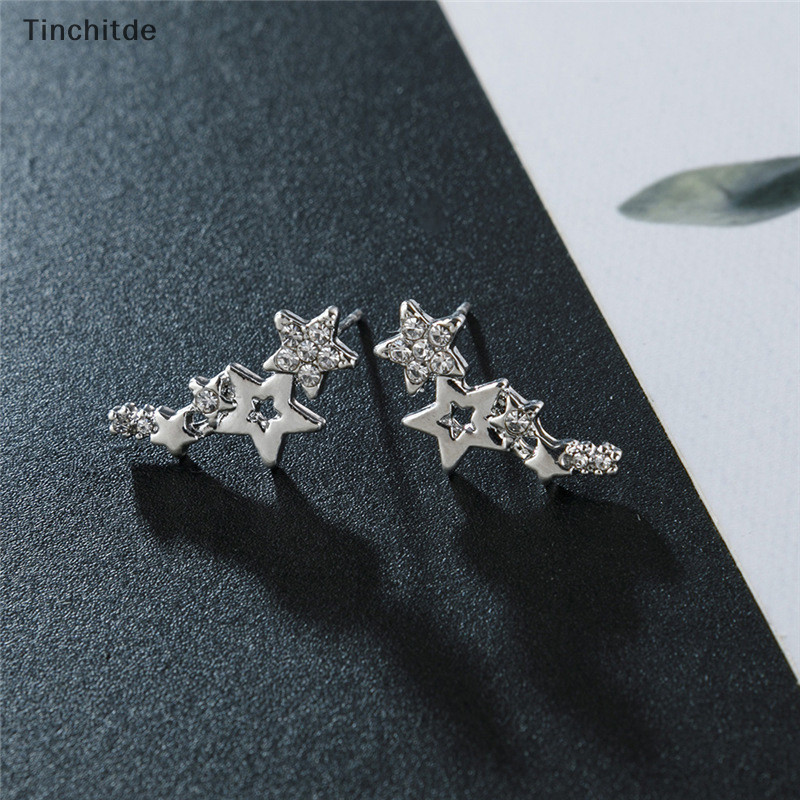 [Tinchitde] ขายดี ต่างหูแฟชั่น รูปดาว ประดับพลอยเทียม แวววาว สวยหรู สําหรับผู้หญิง 1 คู่