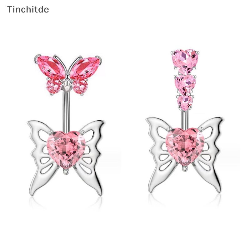 [Tinchitde] จิวสะดือ สเตนเลส จี้รูปหัวใจ ประดับเพทาย เครื่องประดับแฟชั่น สําหรับผู้หญิง [Preferred]