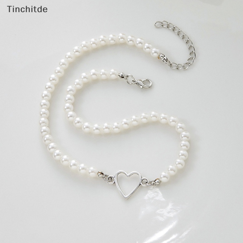 [Tinchitde] สร้อยคอโซ่ จี้รูปหัวใจ ประดับไข่มุก สไตล์วินเทจ เครื่องประดับแฟชั่น สําหรับผู้หญิง