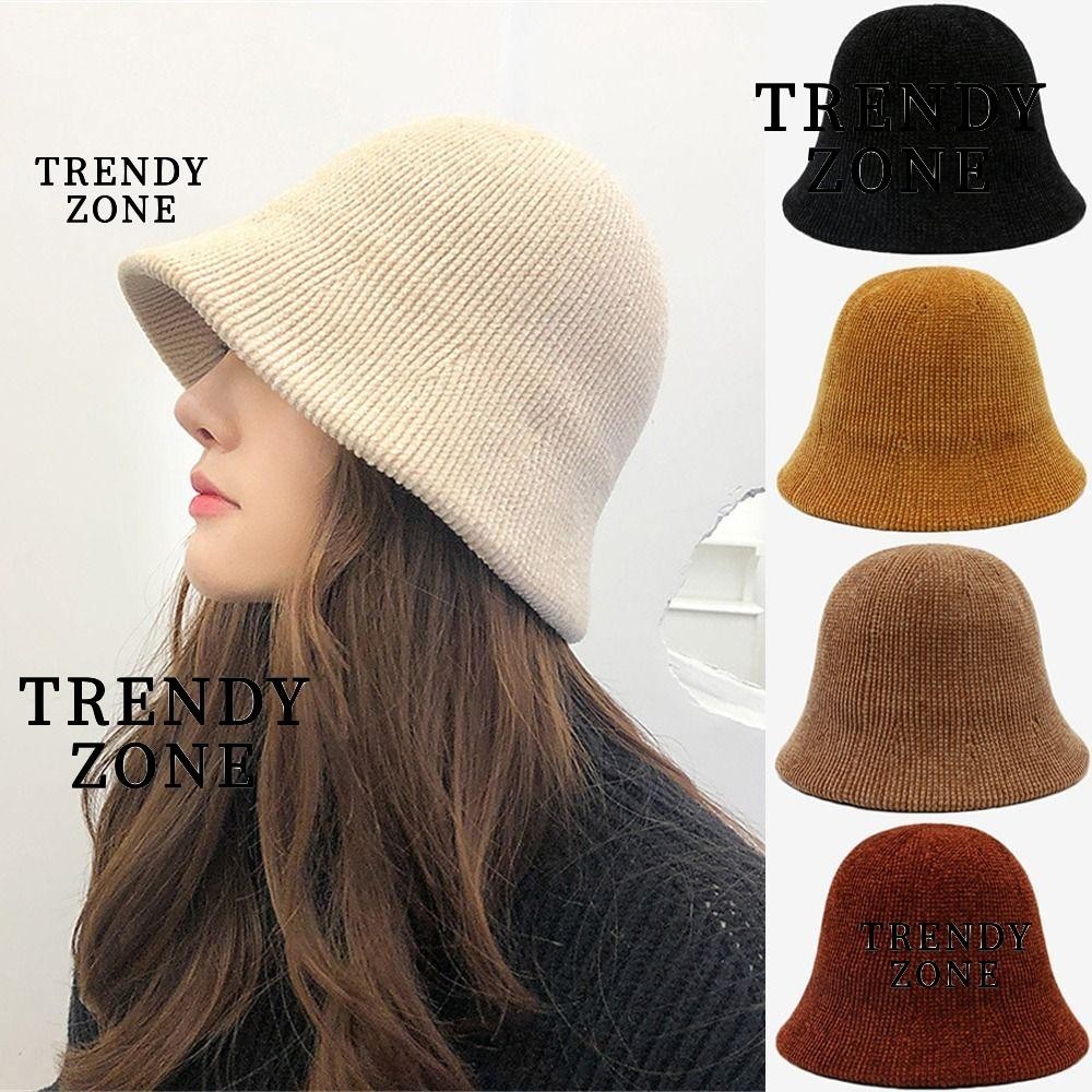 Trendyzone หมวกบักเก็ตลําลอง ผ้าถัก แบบหนา ให้ความอบอุ่น เหมาะกับชาวประมงกลางแจ้ง