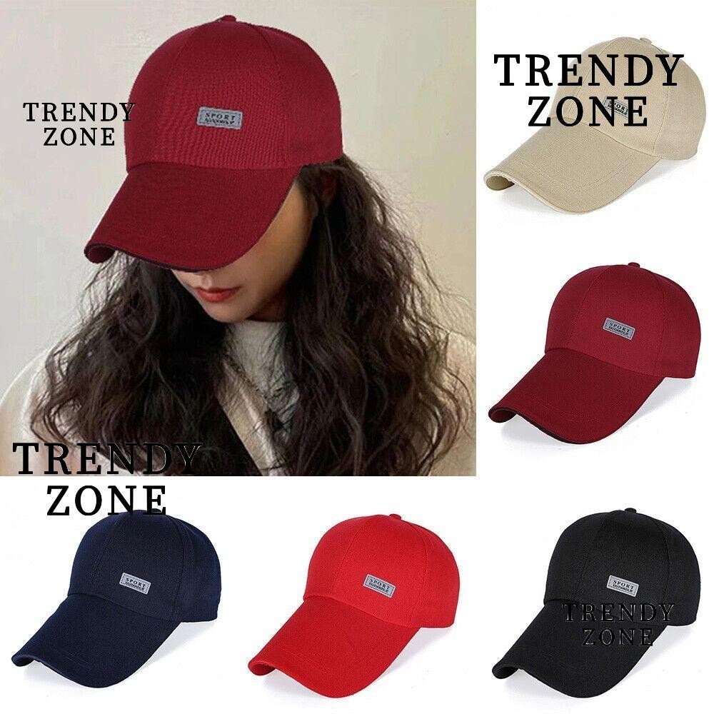 Trendyzone หมวกเบสบอล ผ้าแคนวาส ระบายอากาศ ปรับขนาดได้ สีพื้น สําหรับผู้ชาย และผู้หญิง