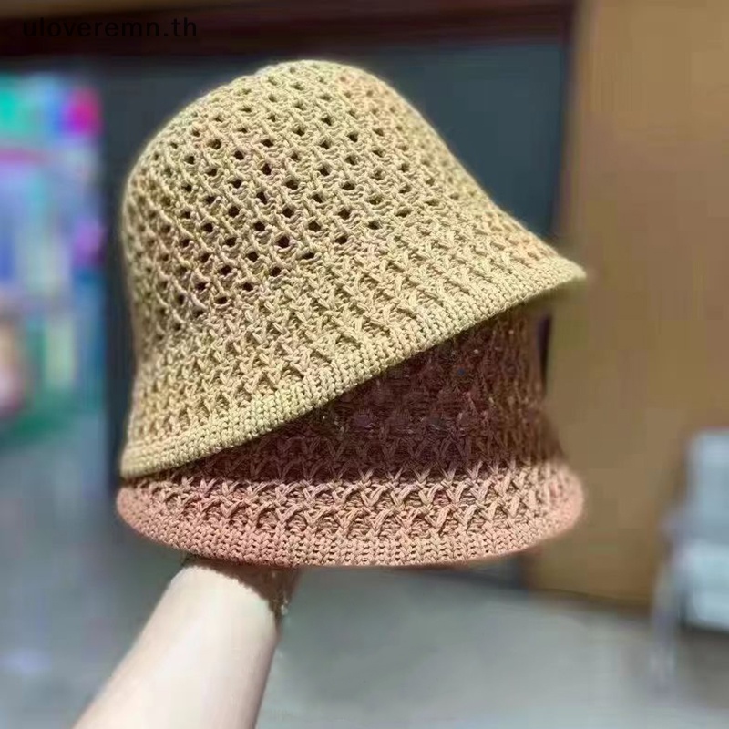 Ulo หมวกฟางปีกกว้าง ป้องกันแดด ทรงบักเก็ต แฟชั่นฤดูร้อน สําหรับผู้หญิง