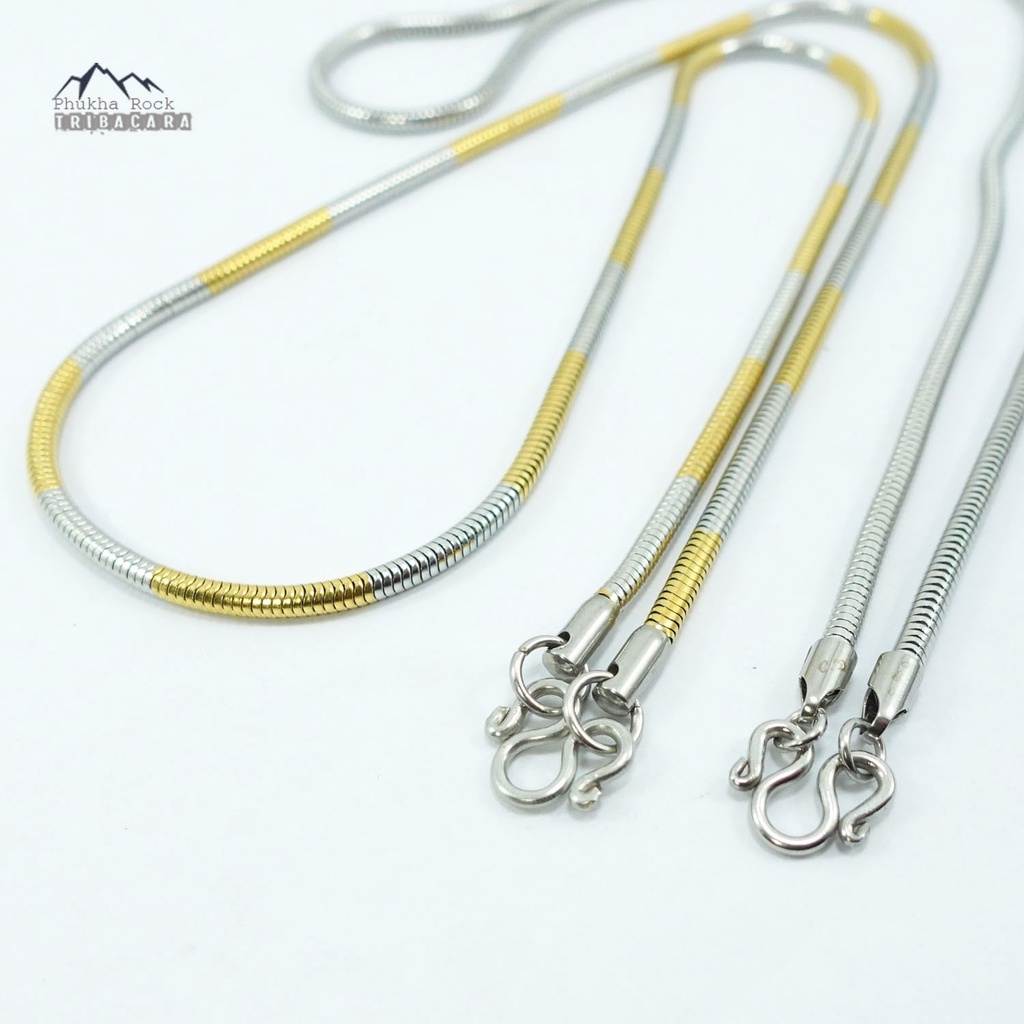 V31 ลายถักเกล็ดงู ขนาด 3.2 มม. ยาว 24 นิ้ว สร้อยคอ ห้อยพระ สร้อยสแตนเลสแท้ สร้อยพระ stainless necklace