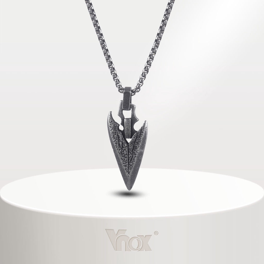 VNOX เครื่องประดับ สร้อยคอสแตนเลส จี้รูปลูกศร สไตล์พังก์ สําหรับผู้ชาย