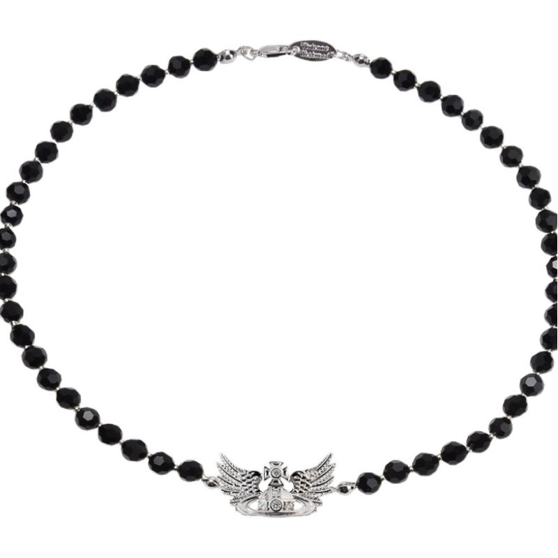 Vivienne West wood Goth สร้อยคอ ต่างหู โลหะผสมคริสตัล สีดํา