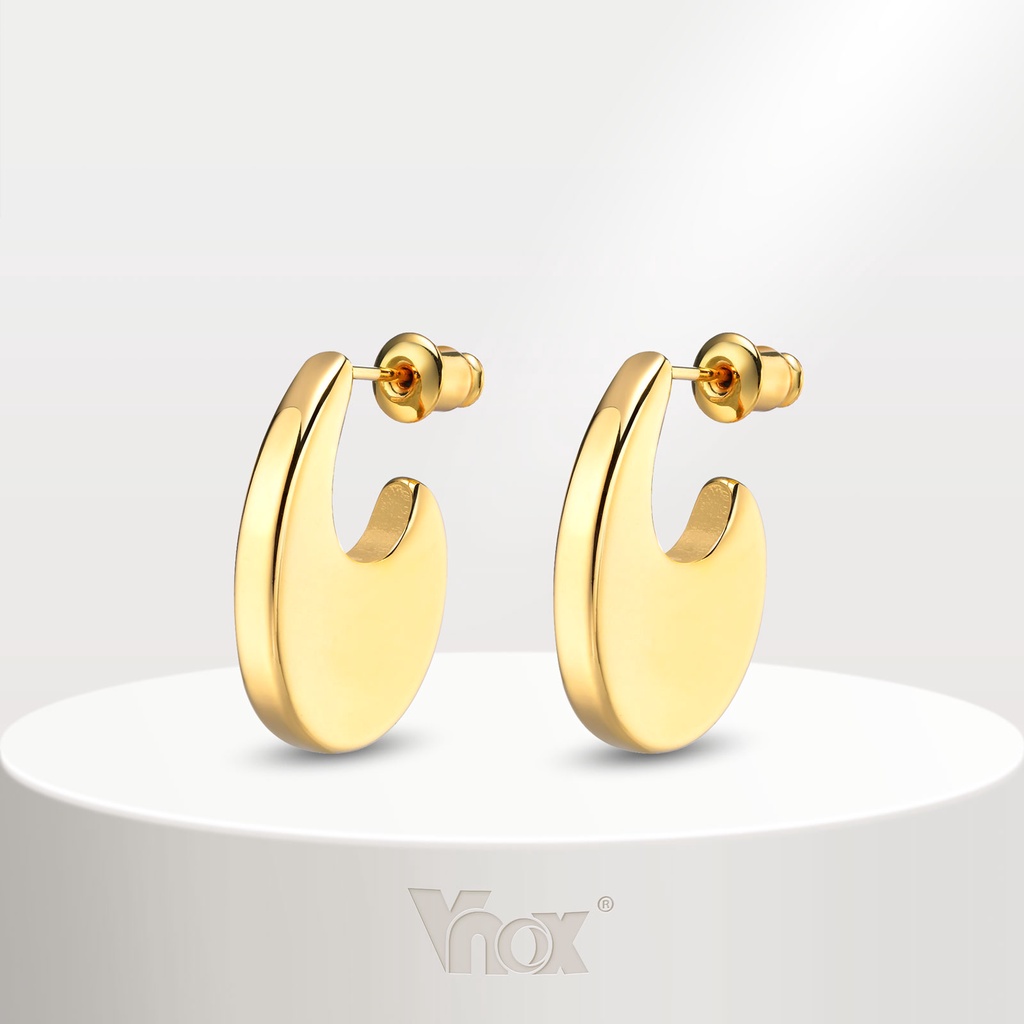 Vnox ต่างหูสตั๊ด สเตนเลส ทอง 18K รูปตัว U กันแพ้ สําหรับผู้หญิง