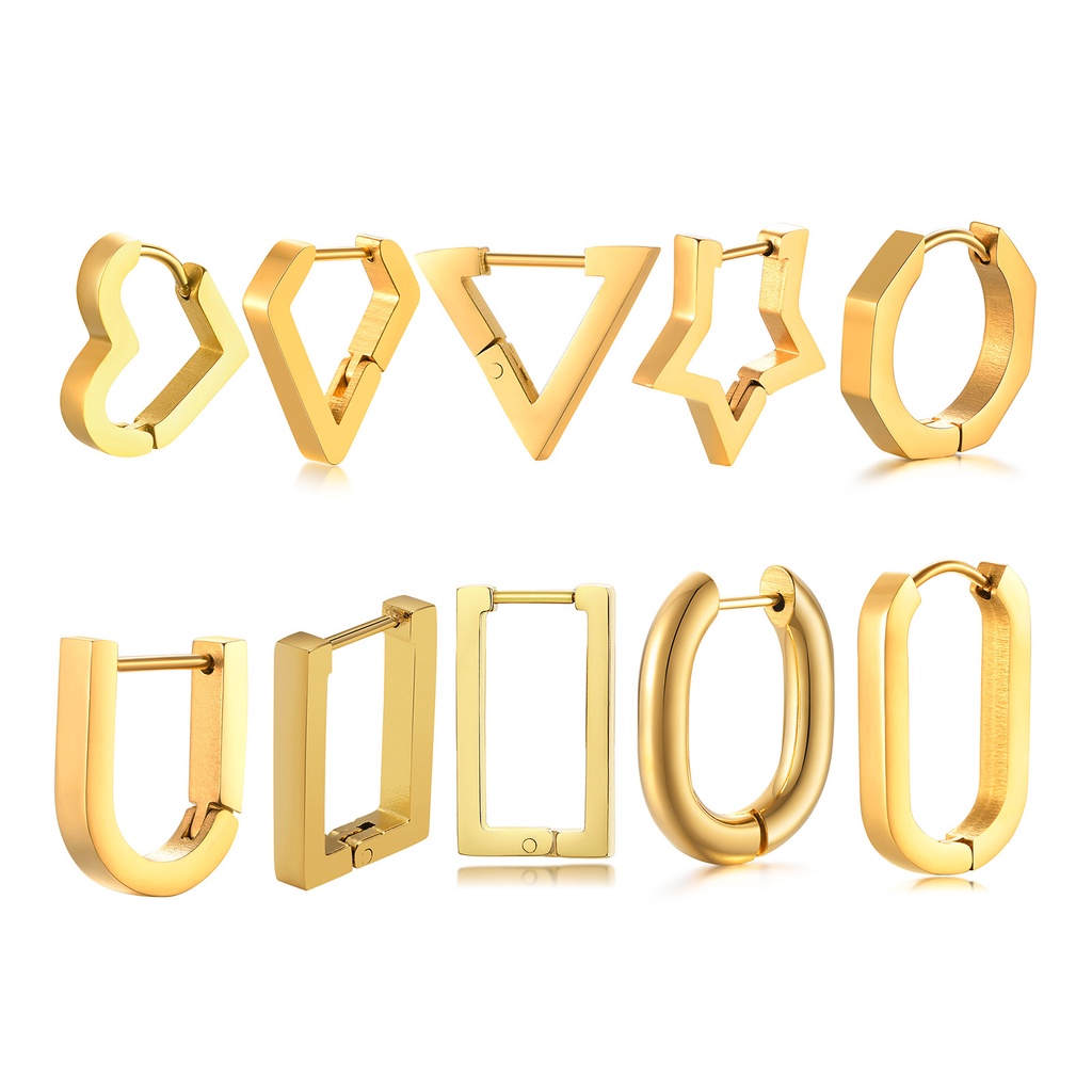 Vnox ต่างหูห่วง ชุบทอง 14K แบบหนา ทรงกลม น้ําหนักเบา ของขวัญ