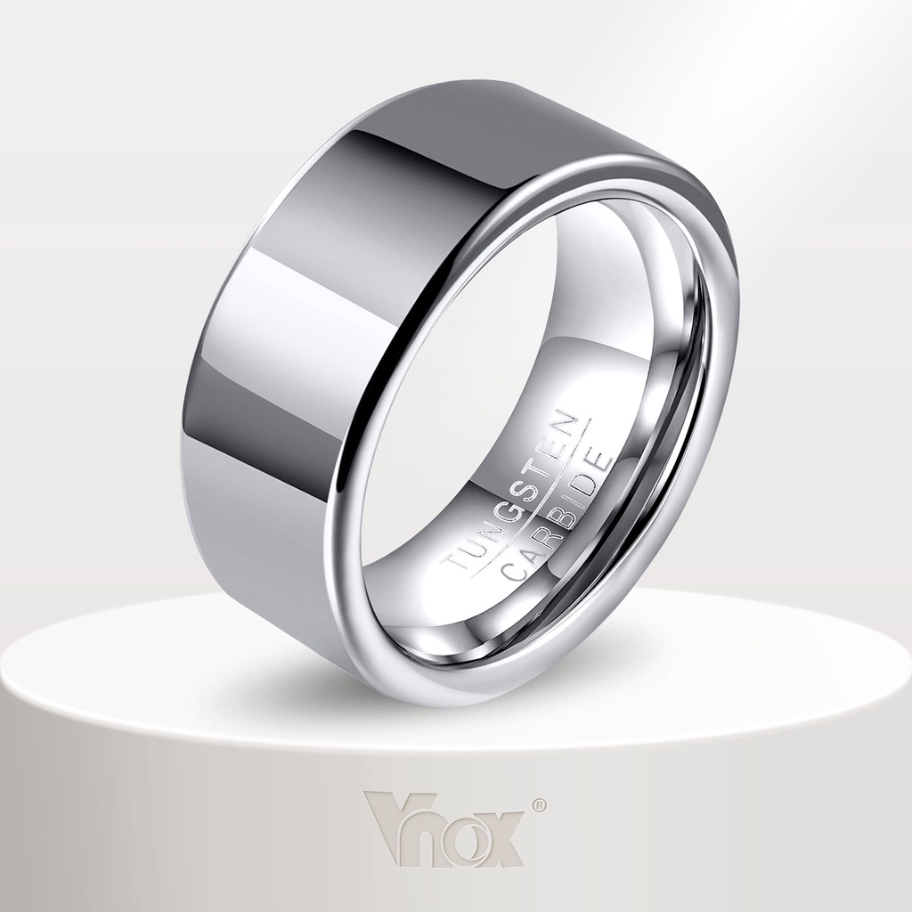 Vnox แหวนแต่งงาน ทังสเตนคาร์ไบด์ หนา 2 มม. 8 มม. สไตล์คลาสสิก สําหรับผู้ชาย