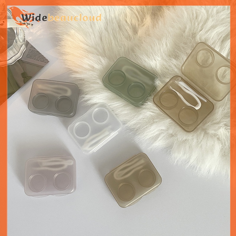 Widebeaucloud กล่องคอนแทคเลนส์ แบบใส แบบพกพา เรียบง่าย สําหรับเด็กผู้หญิง