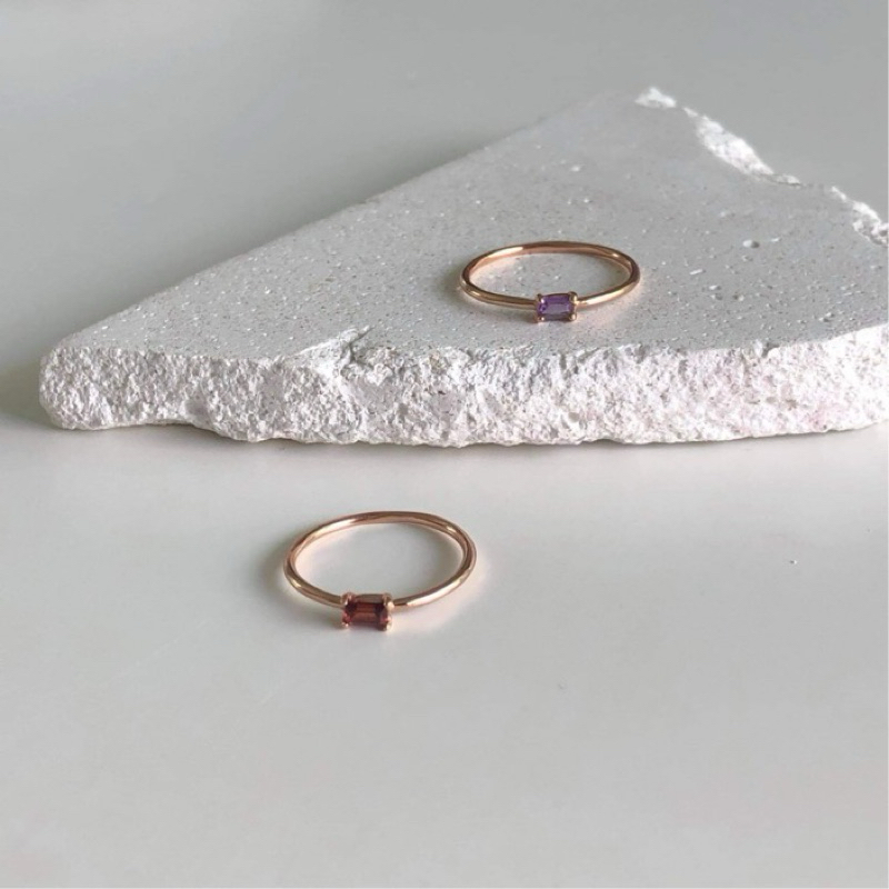 Winterwinter Jewelry Silver925 : เครื่องประดับเงินแท้ เงินแท้925 แหวนเงินแท้ แหวนพลอยแท้ทรงเหลี่ยม โกเมน ( Garnet )