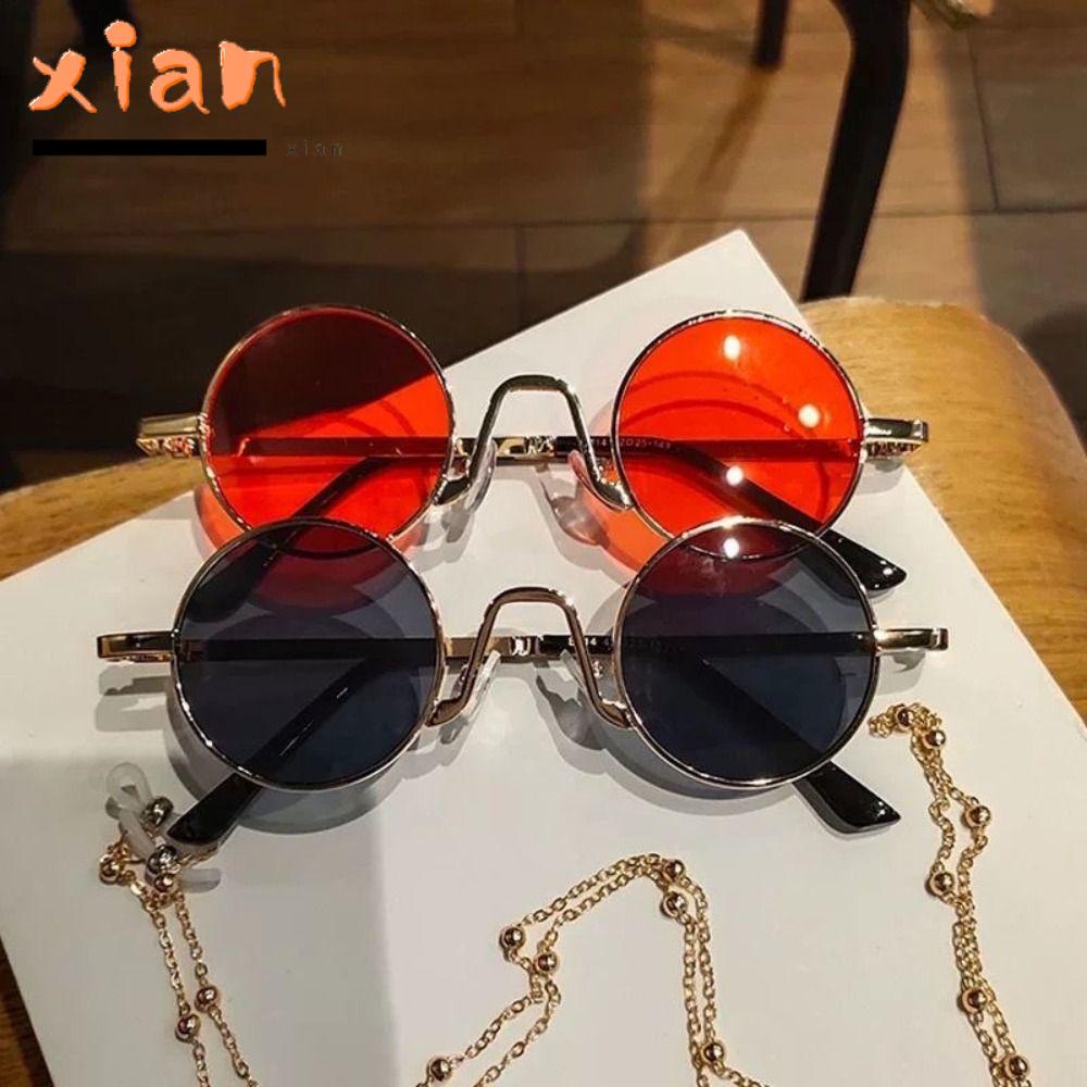 Xianen แว่นตากันแดด UV400 ทรงกลม ขนาดเล็ก หลากสี สไตล์พังก์วินเทจ สําหรับผู้หญิง และผู้ชาย