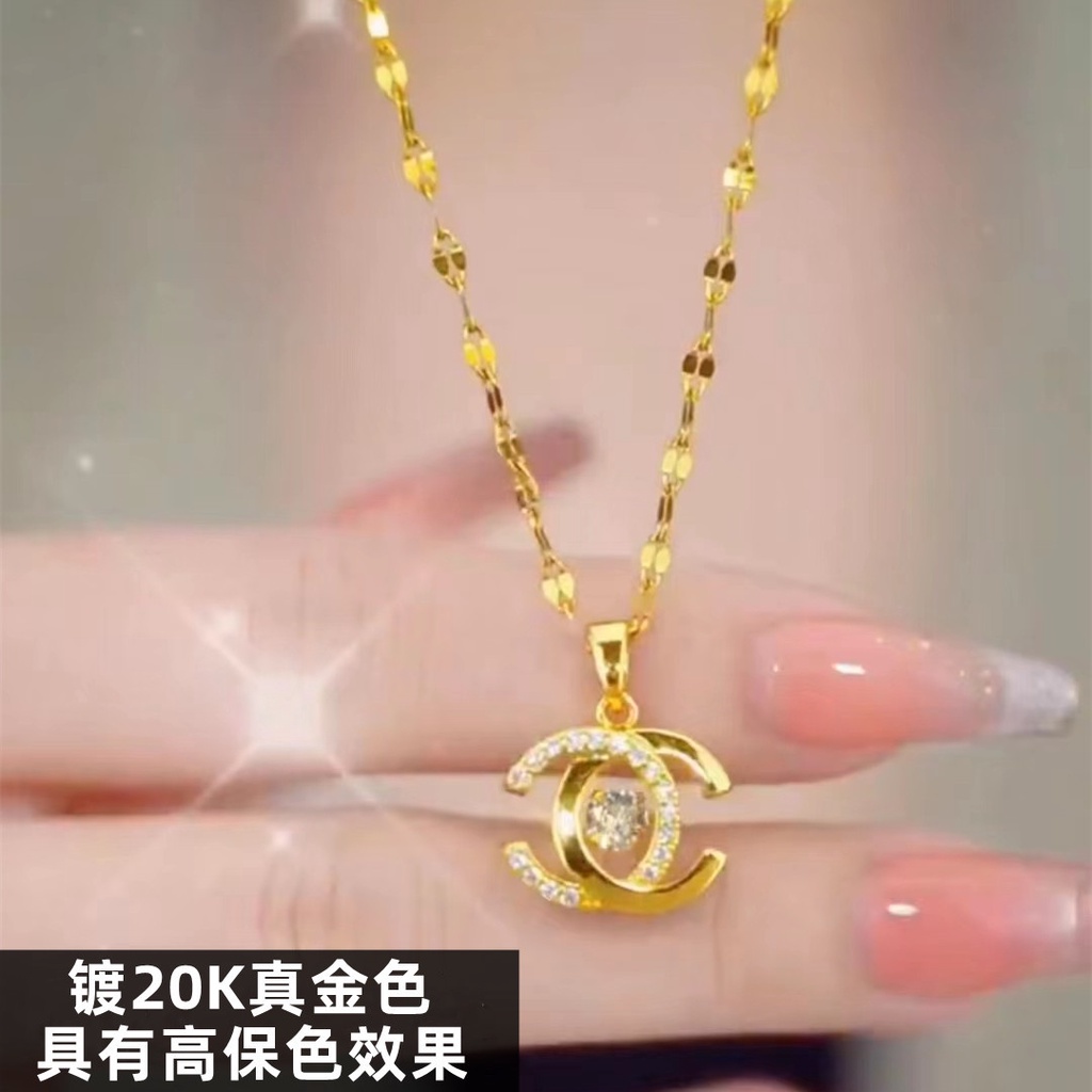 Xiaoxiangfeng Double C สมาร์ทสร้อยคอผู้หญิง Niche Design High-end แฟชั่นอเนกประสงค์อารมณ์ Clavicle CHAIN