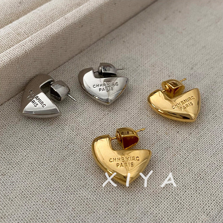 Xiya ต่างหู รูปตัวอักษร Love Notch ระดับไฮเอนด์ สําหรับผู้หญิง