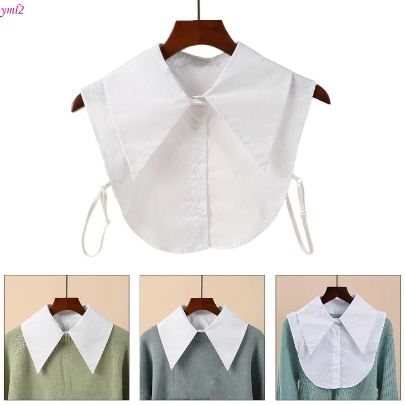 Yml2 เสื้อเชิ้ตคอปกปลอม สีขาว ถอดออกได้ สําหรับผู้หญิง
