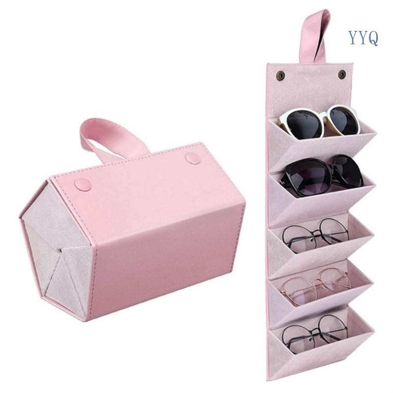 Yyq กล่องเก็บแว่นตากันแดด หนัง PU แบบพับได้ มีหลายช่อง