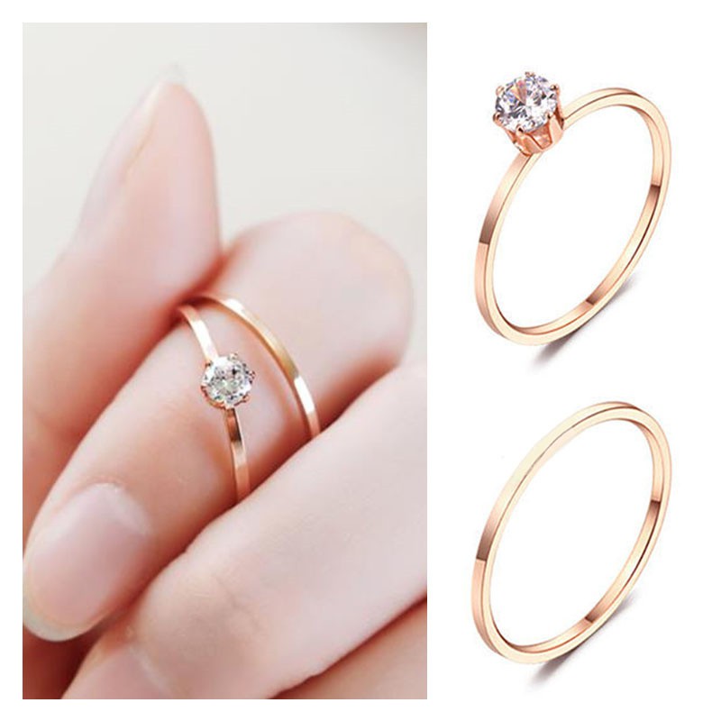 [ZOMI] แหวนหมั้นทอง 24k แหวนเหล็กไทเทเนียมใหม่ขายดีมากแหวนเพชรเม็ดเดี่ยว