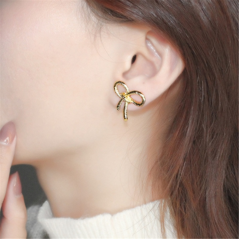 Zuo เครื่องประดับ ต่างหูสตั๊ด รูปโบว์น่ารัก แฟชั่นสําหรับผู้หญิง