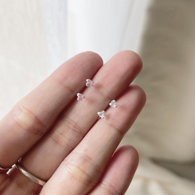 cchershop: silver925 ต่างหูเงินแท้ ต่างหูเพชรcz ทรงหัวใจ diamond heart cz