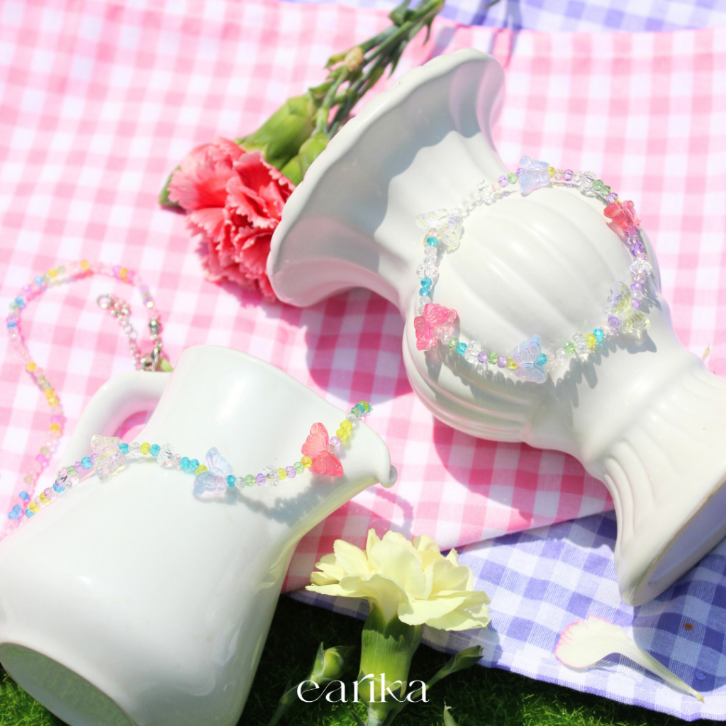 earika.earrings -  summer flavour collection สร้อยคอและสร้อยข้อมือลูกปัดน่ารักสีหวานหลากสีจี้ผีเสื้อ