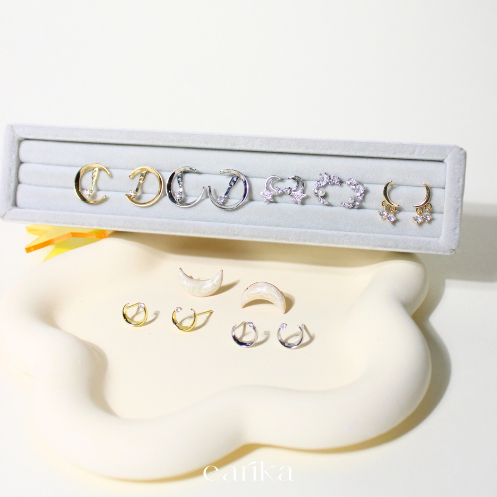 earika.earrings - to the MOON and back collection รวมต่างหูเงินแท้ลายพระจันทร์ ผิวแพ้ง่ายใส่ได้