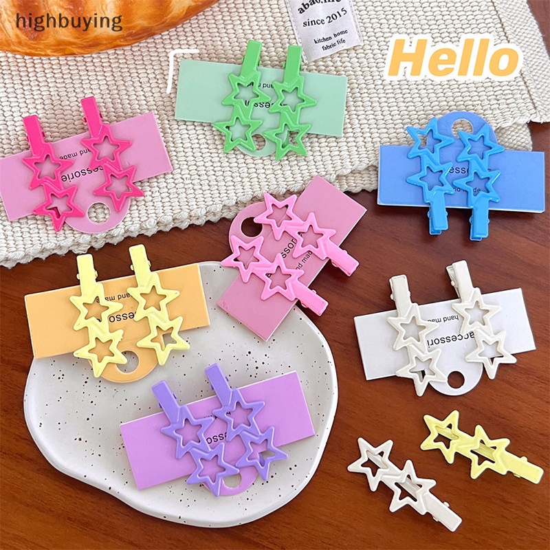 [highbuying] กิ๊บติดผม โลหะผสม รูปดาวห้าแฉก 2 ชิ้น ต่อล็อต Y2K