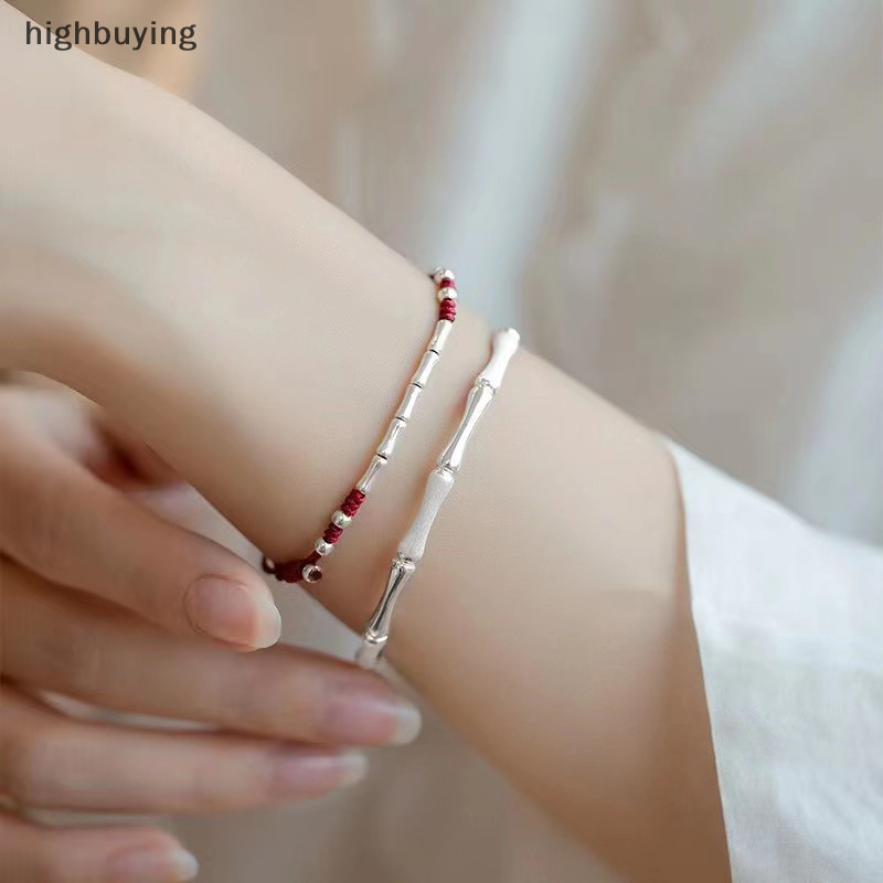 [highbuying] สร้อยข้อมือไม้ไผ่ถัก แฮนด์เมด สีแดง ปรับได้ สําหรับคู่รัก เพื่อน เพื่อนรัก พร้อมส่ง