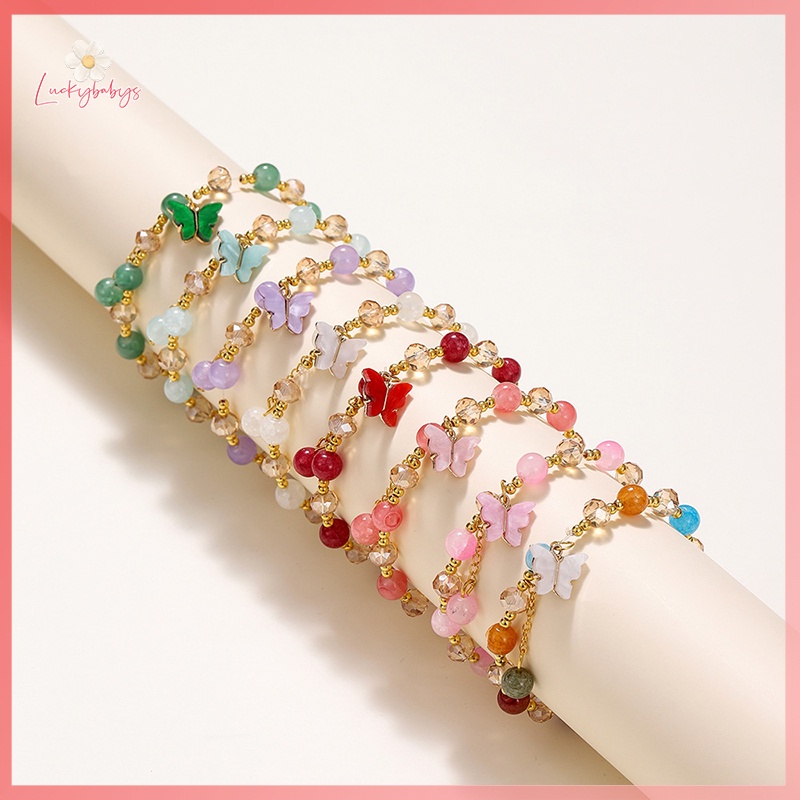 Luckybabys> สร้อยข้อมือ ลูกปัดแก้ว จี้รูปผีเสื้อ หรูหรา เครื่องประดับ สําหรับผู้หญิง” /></a></p>
<p><a href=