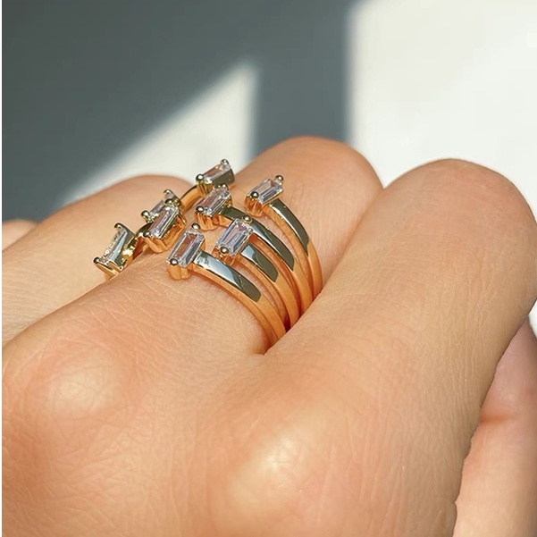 seadada แหวนแฟชั่น แหวนเพชร ฟรีไซต์  Zircon 14k Ring
